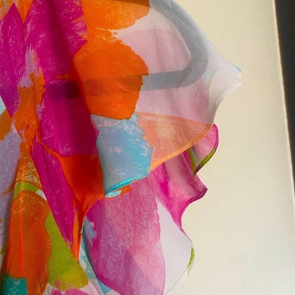 Calvin Klein Colorful Abstract Floral Print Dress Size 4,Coconut Girl SOFTGIRL - Picture 8 of 8